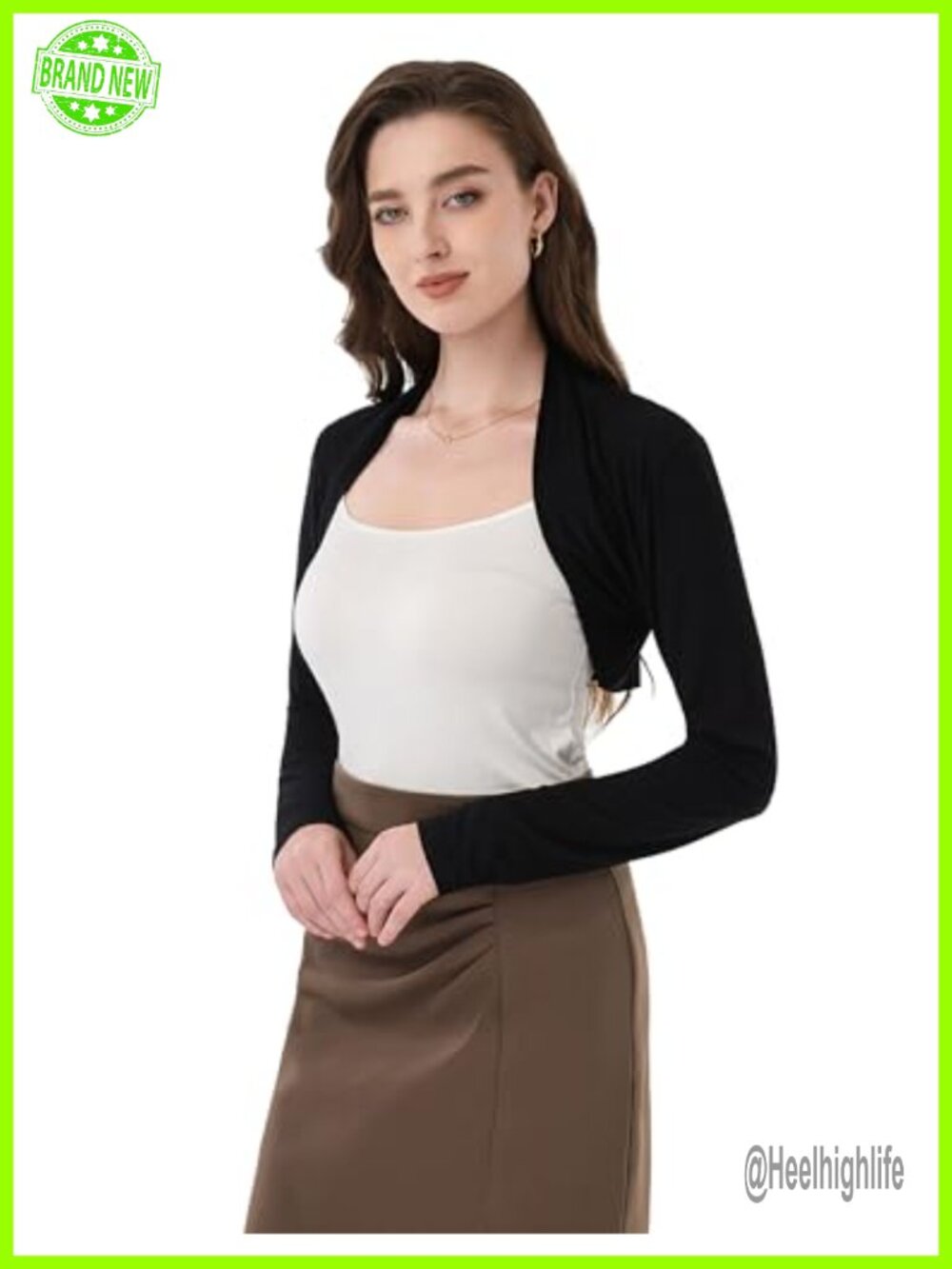 Women's Ruched Long Sleeve Cropped Bolero Shrug Cardigan Open Front
